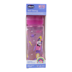 CHICCO WELL-BEING PINK FEEDING BOTTLE SILICONE 4M+ 330ML