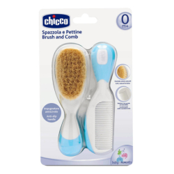 CHICCO COMB AND BRUSH WITH NATURAL BRISTLES BLUE