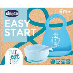 Chicco Easy Start Set Comida Silicona Azul 6m+