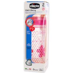 CHICCO WELL-BEING PINK FEEDING BOTTLE SILICONE 2M+ 250ML
