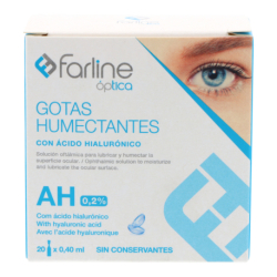 Farline Optica Gotas Humectantes Ah 0.2% Gotas O 0.4 ml Monodosis 20 Uds