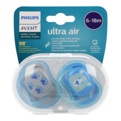 Chupete Silicona Philips Avent Ultra Air Osito Y Huellas 6-18m 2 Uds