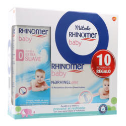 RHINOMER BABY SPRAY EXTRA MILD STRENGHT 115 ML + RHINOMER CONFORT REPLACEMENTS 10 UNITS PROMO