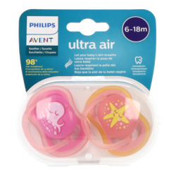Chupete Silicona Philips Avent Ultra Air 6-18m 2 Uds