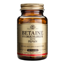 BETAINE HYDROCHLORIDE WITH PEPSINE 100 TABLETS SOLGAR