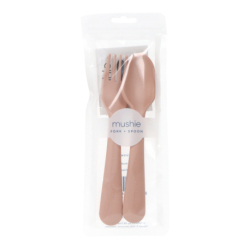 MUSHIE SILICONE BABY FORK AND SPOON BLUSH