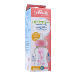 DR BROWNS OPTIONS+ SILICON FEEDING BOTTLE WIDE NECK NATURAL FLOW 270 ML PINK FLOWERS