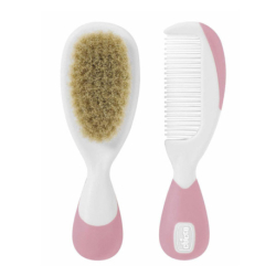 CHICCO COMB AND BRUSH WITH NATURAL BRISTLES PINK