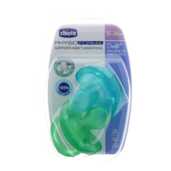 CHICCO PHYSIO TODOGOMA SILICONE PACIFIER BLUE GREEN 16-36M 2 UNITS
