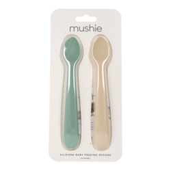 MUSHIE SILICONE BABY SPOON SAND + CAMBRIDGE BLUE 2 UNITS