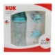NUK BABY BOTTLE SET FC+0-6 M 300 ML+ SILICONE HD DUMMY WITH CHILD CHAIN